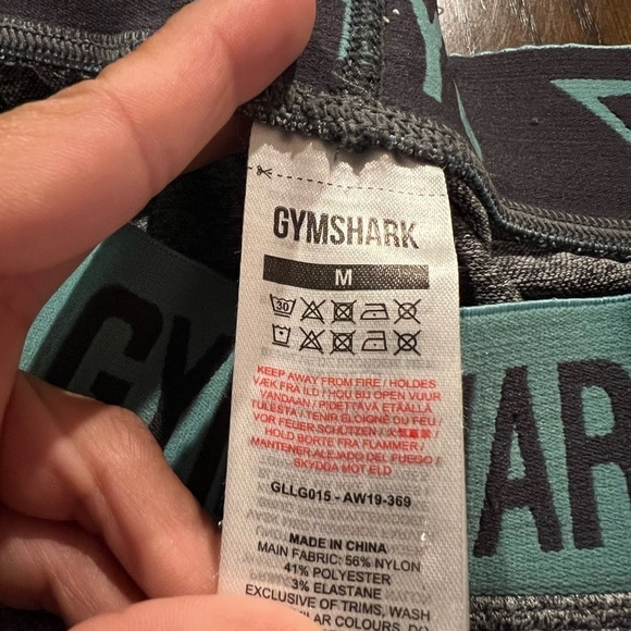 Gymshark Gray/Blue Leggings Low Rise Butt Contour Gym Training Logo Waist, M - Picture 4 of 5